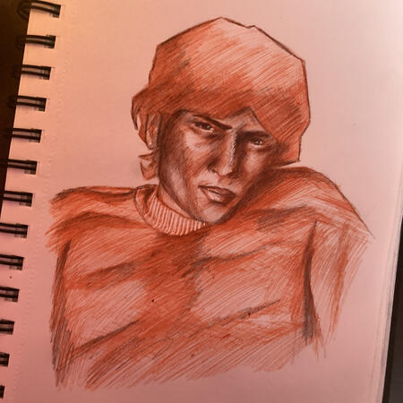 Pen drawing of model Sebastiampillai Robin Rishi - Nov 2021