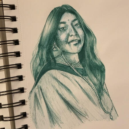 Pen drawing of Disha Thevarasan - Nov 2021